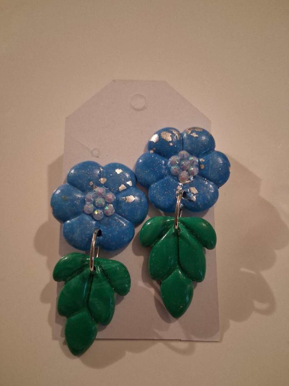 Handmade Blue Flower Earrings